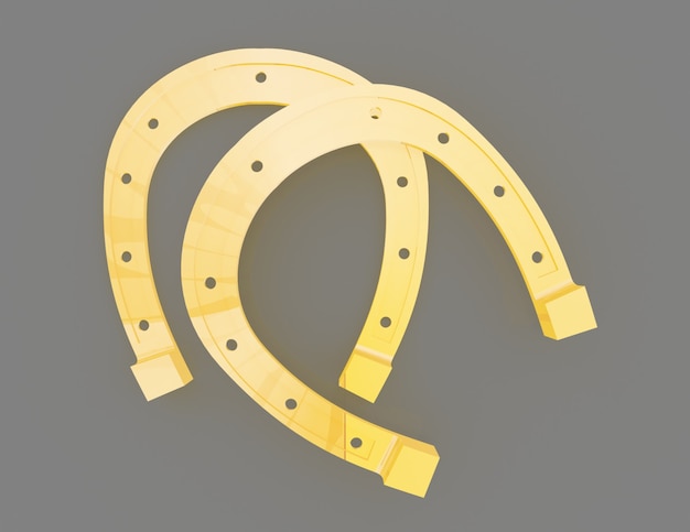 Gold Horseshoe concept . 3d rendered illustration