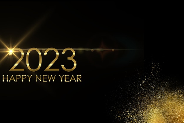 Gold illustration 2023 Happy New Year Background Design Lettering greeting card