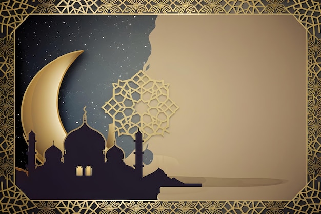 gold islamic background with blank space for eid mubarak text