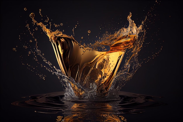 Gold jar creates a splash in the watergenerative ai