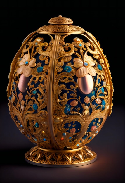 Photo a gold jewelry egg generative ai