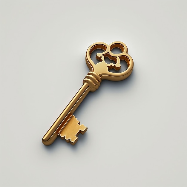A gold key with the letter g on it