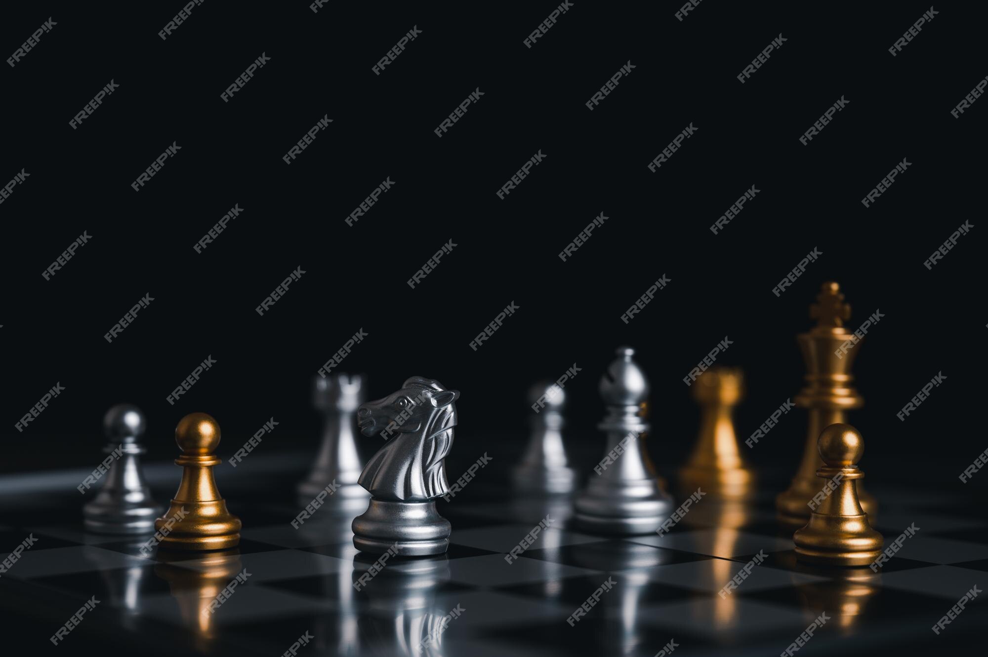 Chess Piecescheckmate Gold King Winner Surrounded With Silver