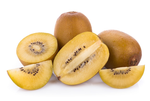 Gold kiwi fruit isolated on white background