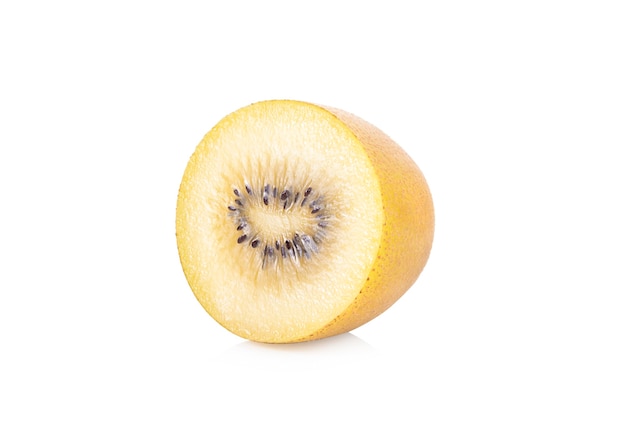 Photo gold kiwi fruit on a white space .