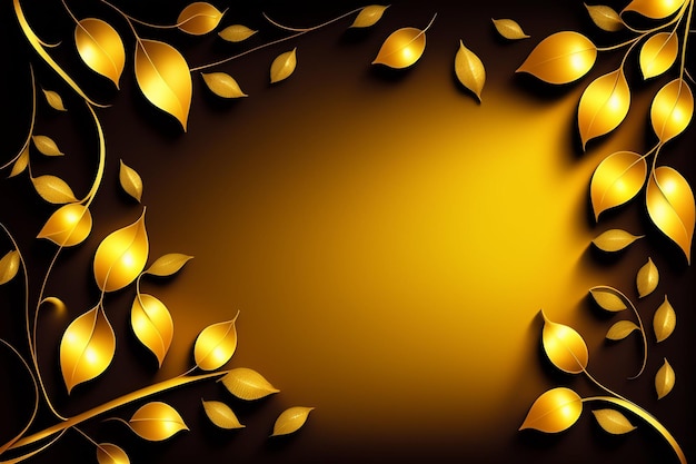 A gold leaf border with leaves on a dark background