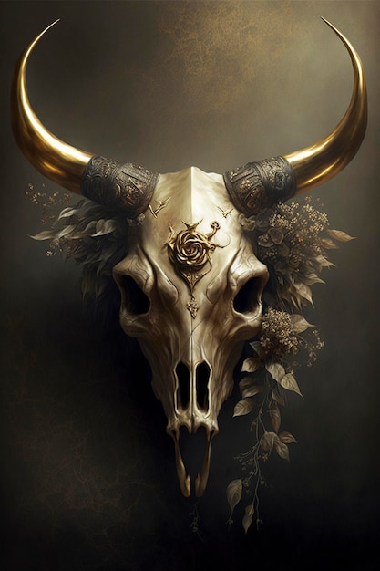 Gold leaf cow skull