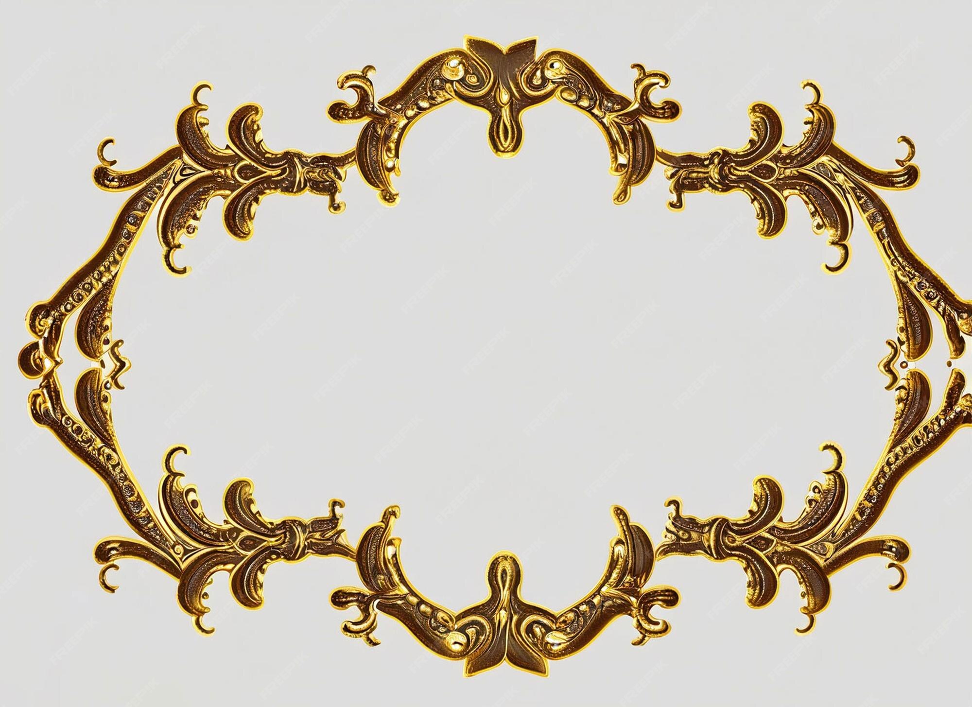 Premium AI Image Gold leaf frame on a black background