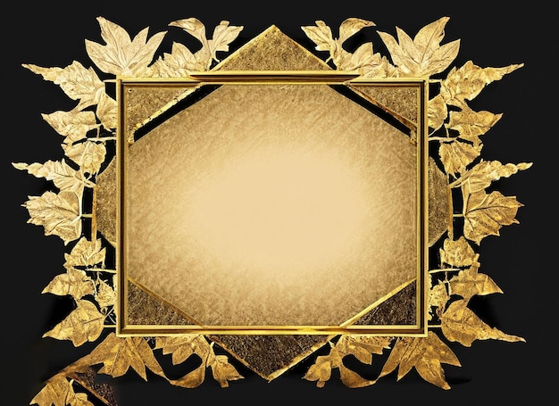 Gold leaf frame on a black background