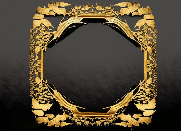 Gold leaf frame on a black background