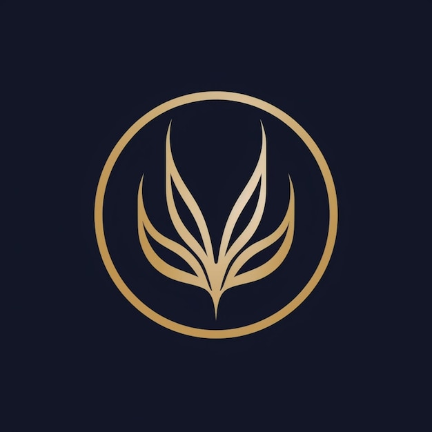 Photo a gold leaf logo on a black background generative ai