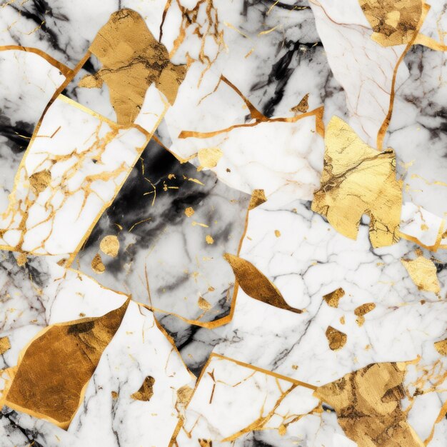 Gold leaf pattern on a marble wall