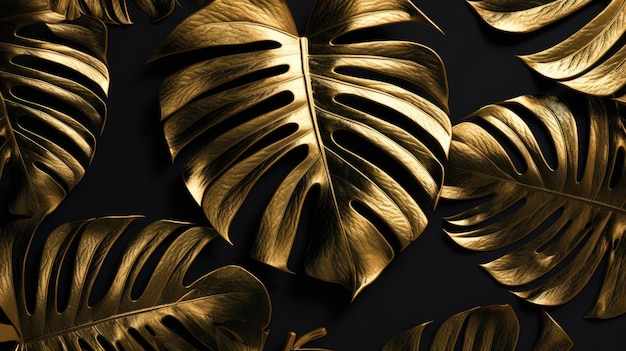 Gold leaf wallpaper that says tropical on it