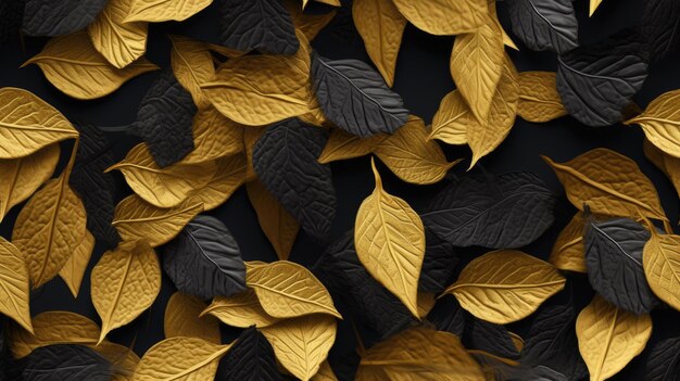 Gold leaves are artfully arranged to create a stylish and unique backdrop this concept provides ample creative space for design and decoration seamless pattern seamless wallpaper