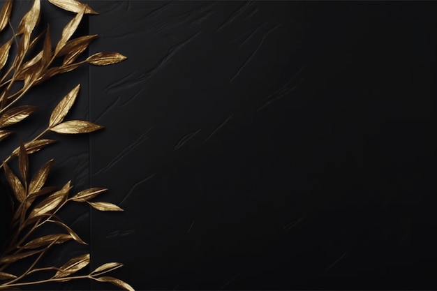 Gold leaves on a black background