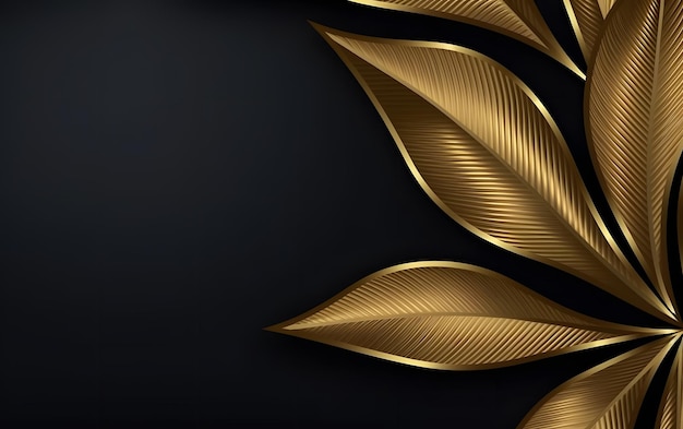 Gold leaves on a black background