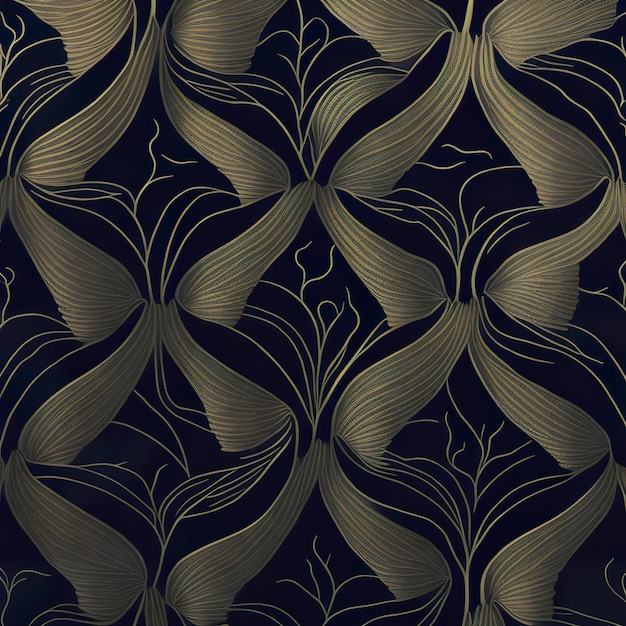 Gold leaves on a dark blue background.