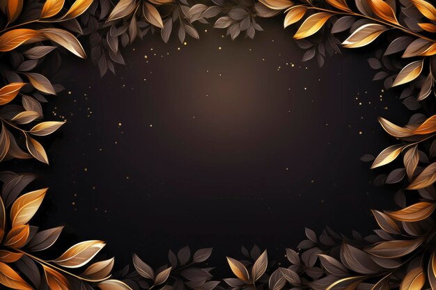Золотой рисунок листьев рамка HD обои фона