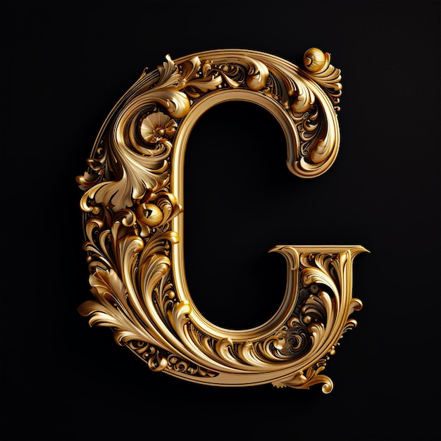 Золотая буква G с цветочным узором вверху.