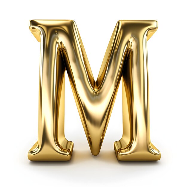 Photo a gold letter m on a white background