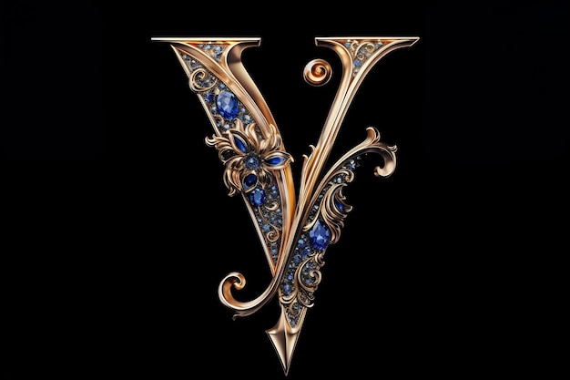 Premium AI Image | a gold letter v that is on a black background