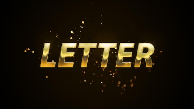 A gold letter with a black background