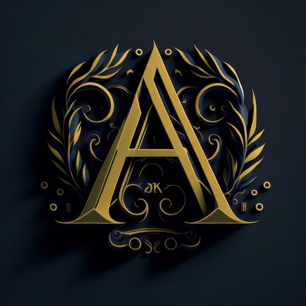 A gold letter a with a gold border and a large letter a in the middle.