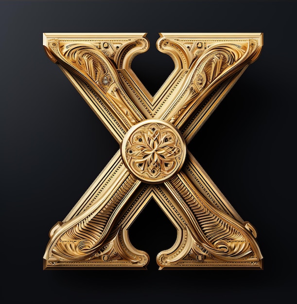 gold letter X in 3D art
