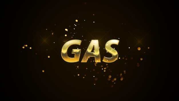 Gold letters that say gas on a black background