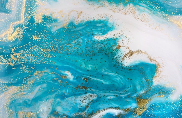 Gold and light blue mixed inks