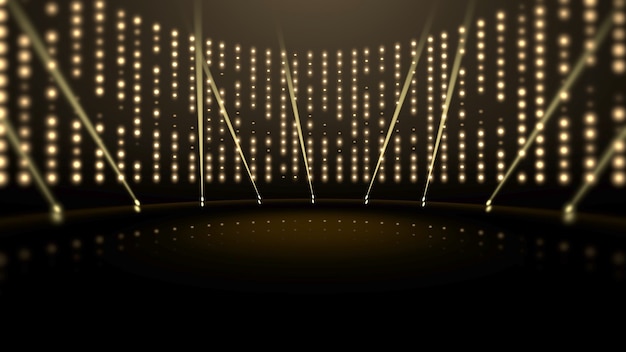 Gold lights and stage, abstract background. Elegant and luxury dynamic style for awards 3D illustration