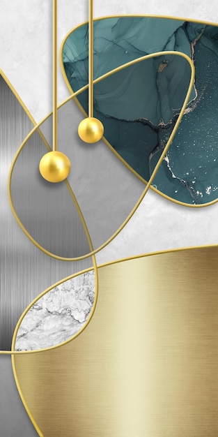 Gold lines and marble background