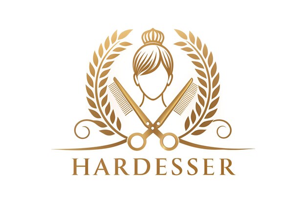 Photo a gold logo for the hair combs and scissors