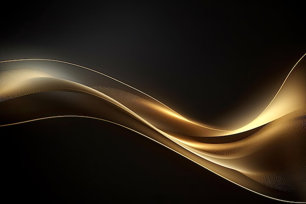 gold luxury background with golden line decoration and curve light effect with bokeh elements