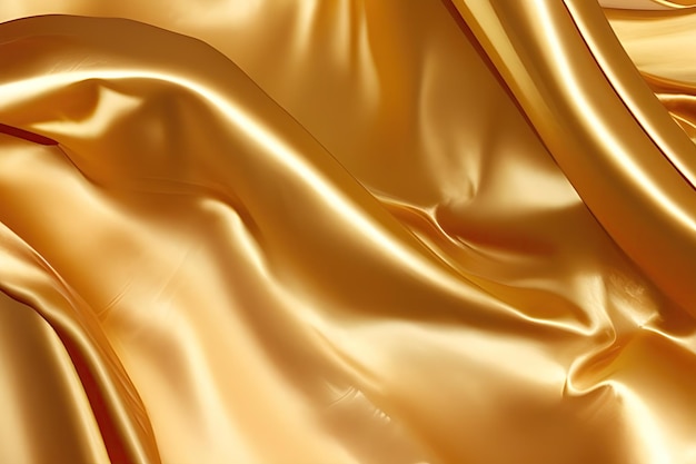 Gold luxury draping satin fabric wave abstract background smooth wavy elegant golden