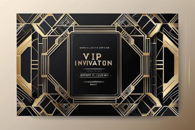 Photo gold and luxury invitation card design vector abstract geometry frame and art deco