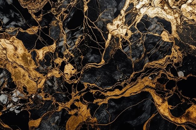 Gold marble with a black marble background