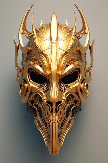 a gold mask with a face that says quot dragon quot