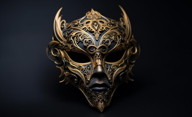 Photo a gold mask with horns and horns is shown