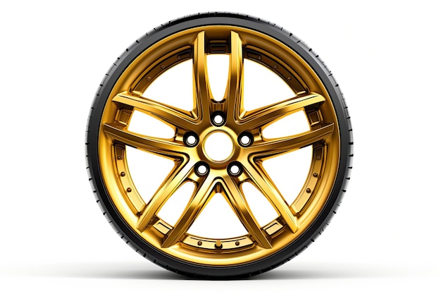 Суперкар Gold Matt Wheel Speed изолирован на белом фоне