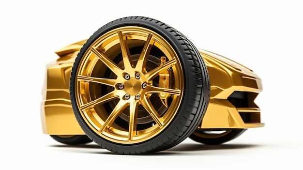 Gold Matt Wheel Speed supercar isolated on white