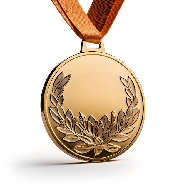 Photo gold medal isolated on white background concept of champion or first place