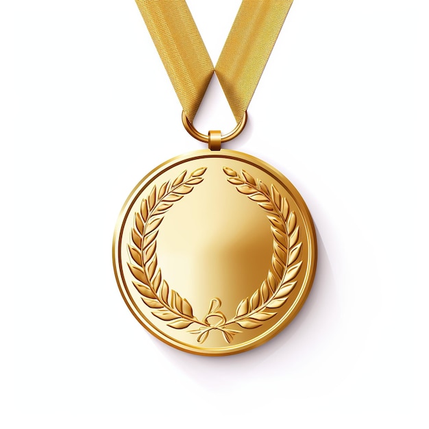 Gold medal isolated on white with blank face for text concept for winning or success