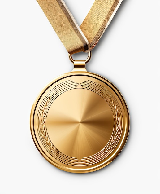 Foto medaglia d'oro su sfondo bianco