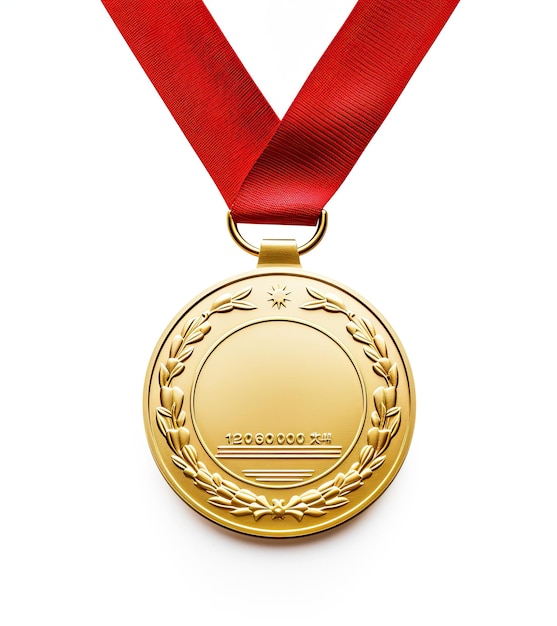 Фото Золотая медаль с лентой на минимальном фоне векторная иллюстрация