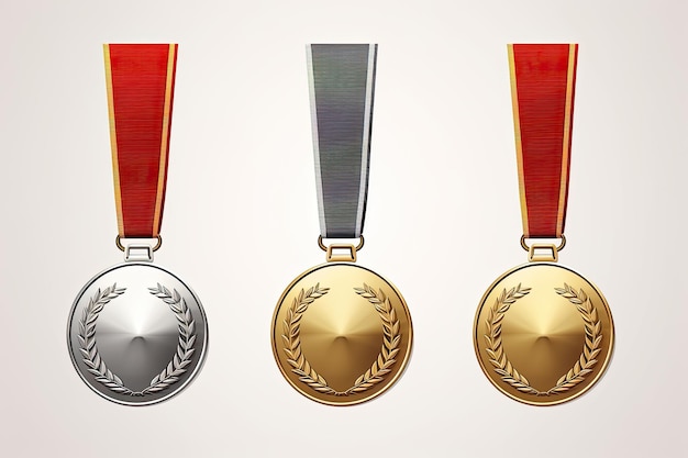 Photo gold medal with a ribbon on a minimal background vector illustration