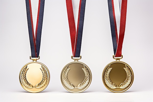 Photo gold medal with a ribbon on a minimal background vector illustration