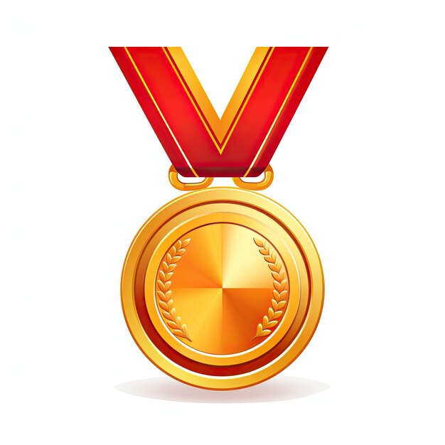 Gold medal with a ribbon on a minimal background Vector illustration