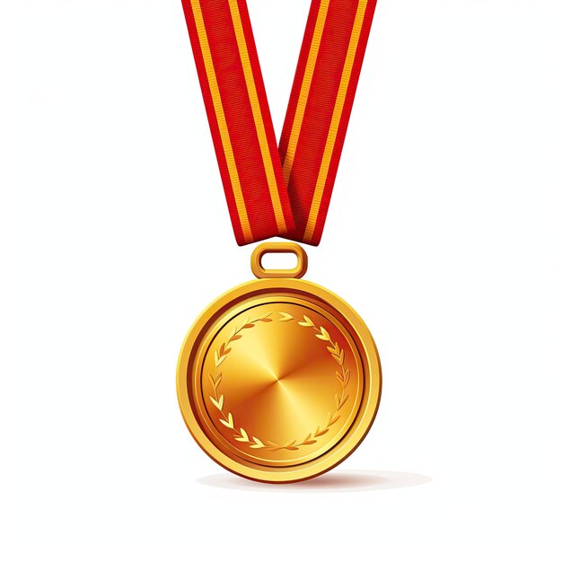 Photo gold medal with a ribbon on a minimal background vector illustration