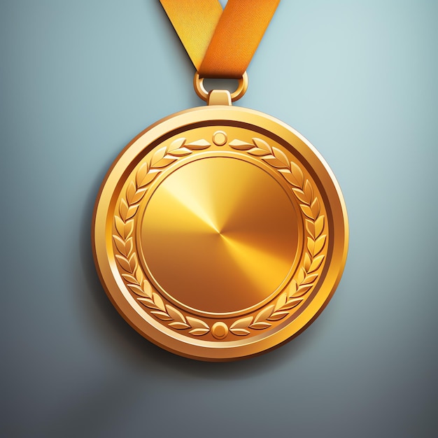 A gold medal with a ribbon